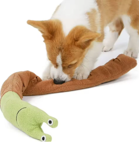 Squeaky Snail Puzzle Toy Plush, Treat Hiding & Teething Dog Toy