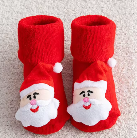 Newborn Christmas Baby Socks - Non-Slip Cotton Toddler Short Socks for Boys and Girls