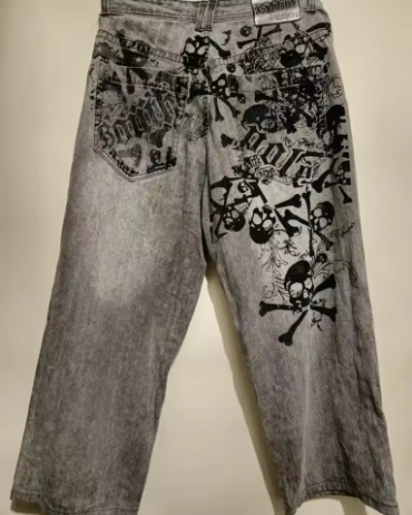 2024 Retro Hip Hop Embroidered Jeans β Unisex Y2K Gothic Wide-leg Streetwear