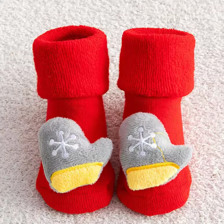 Newborn Christmas Baby Socks - Non-Slip Cotton Toddler Short Socks for Boys and Girls