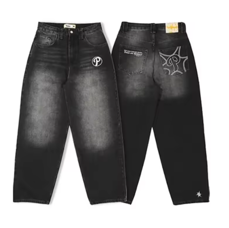 2024 Retro Hip Hop Embroidered Jeans β Unisex Y2K Gothic Wide-leg Streetwear