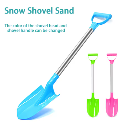 56cm Children's Stainless Steel Beach Shovel - Outdoor Toy for Sand and Snow Play