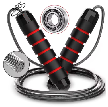 Ball Bearing Anti-Tangle Wire Jump Rope – Foam Handle, Fitness Home Workout