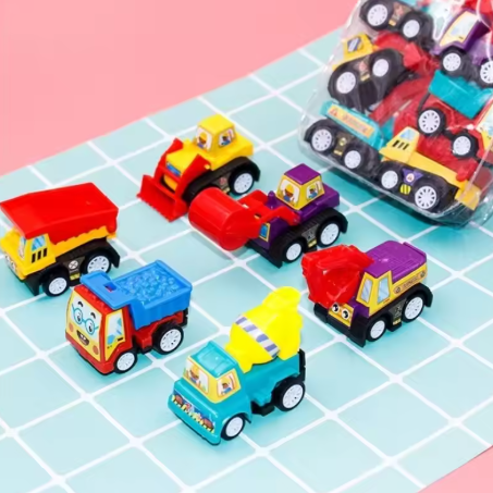 6/12Pcs Mini Inertial Pullback Engineering Car Set β Children's Cartoon Toy Birthday Gift
