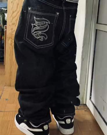 2024 Retro Hip Hop Embroidered Jeans β Unisex Y2K Gothic Wide-leg Streetwear