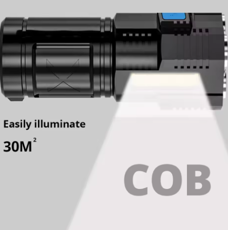 High-Power LED Rechargeable Flashlight β 4-Mode Camping Portable Lantern with COB Side Light