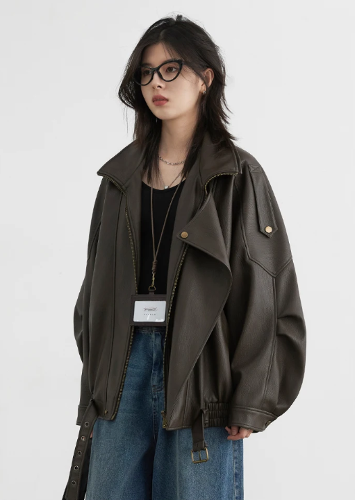 CHIC VEN Women’s PU Leather Jacket