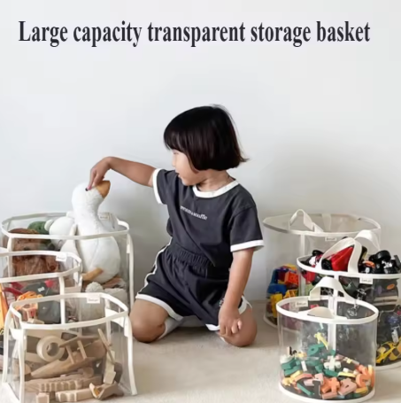 Large Clear Toy Storage Basket - High-Capacity Multi-Purpose Storage Bag