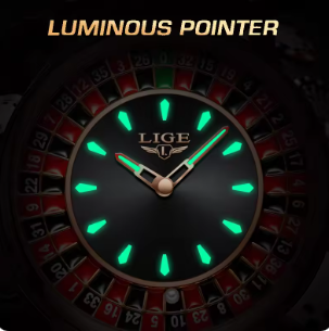 LIGE 2025 Creative Luxury Men’s Watch – Roulette Dial Quartz Wristwatch