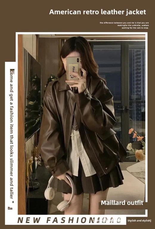 Ancola Red Genuine Leather Short Jacket