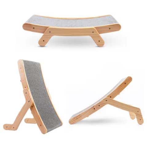 Cat Scratch Board - Medium-Sized Wooden Frame Scratching Bed, Claw-Protecting Toy