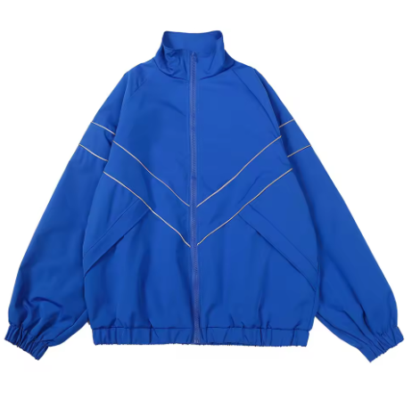 Hip-hop patchwork windbreaker jacket, a unisex spring/fall street fashion outerwear.