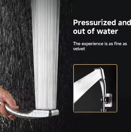 300 Hole Pressurized Showerhead - Handheld Square, Water-Saving Rain Spray Bathroom Nozzle