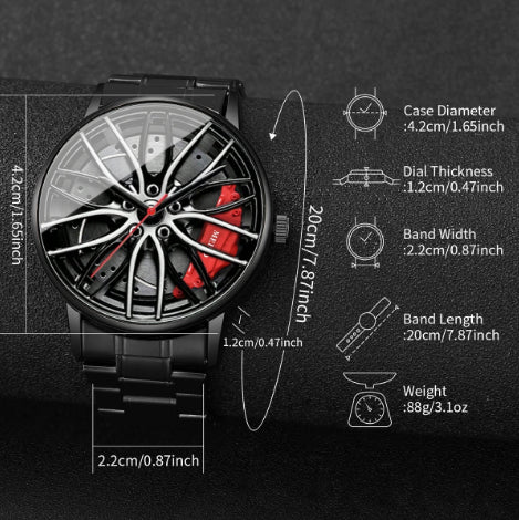 Fashion GT3RS Car Wheel Dial Men's Sports Watch