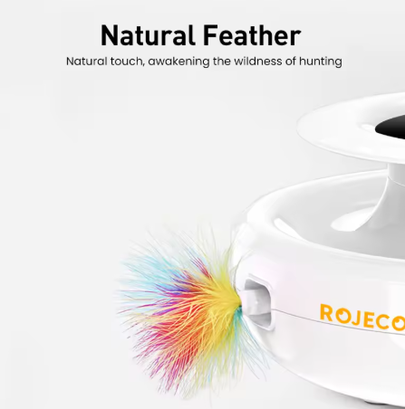 ROJECO 2in1 Smart Cat Toy - Automatic Feather Ball, 5 Modes, Pet Electronic Interactive Toy