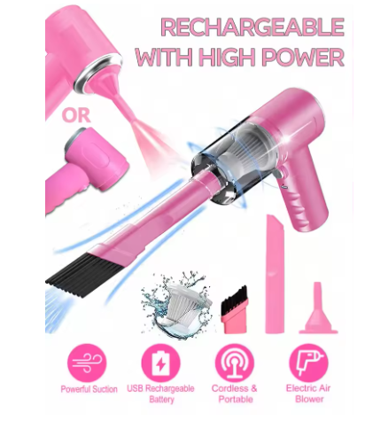 3-in-1 vacuum cleaner – integrated suction and blowing, USB rechargeable, compact for car and home use