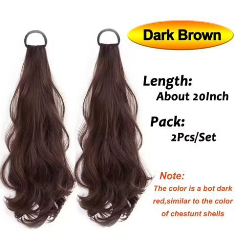 Wave Ponytail Synthetic Wig – Heat Resistant, With Elastic Band, Daily Use Hairpiece
