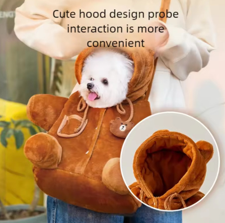 Cute Dog Crossbody Bag - Warm Outdoor Shoulder Bag for Fall and Winter, for Small Dogs