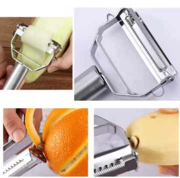 Stainless Steel Double Head Vegetable Peeler – Multifunctional Kitchen Tool for Melon, Fruits and Vegetables