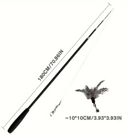 4 Section Telescopic Cat Rod - Extendable, Cartoon Pattern, Metal Material