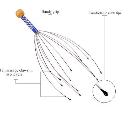 Octopus-shaped scalp massager – for stress relief and health care, and a body scratcher.