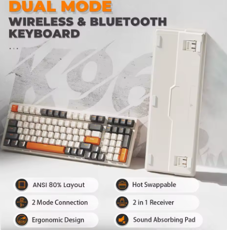 K96 Wireless Mechanical Keyboard – Red Switch, Dual Mode, for PC and Smartphone
