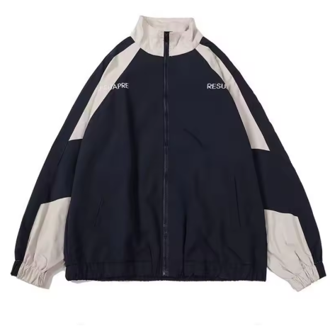 Hip-hop patchwork windbreaker jacket, a unisex spring/fall street fashion outerwear.