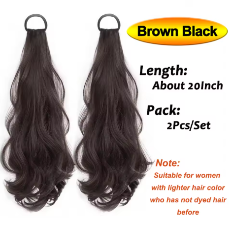 Wave Ponytail Synthetic Wig – Heat Resistant, With Elastic Band, Daily Use Hairpiece