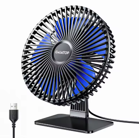 GAIATOP USB Desk Fan – 4-speed, 90° adjustable, quiet and portable
