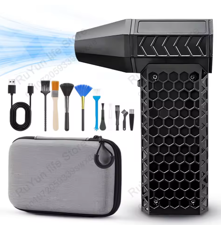 CAER Turbo Jet Mini Fan – 130,000 RPM, 52m/s Wind Speed, Portable Dust Remover, Storage Bag Included