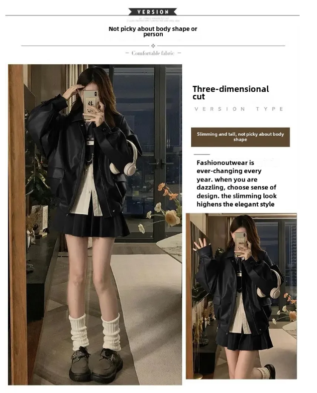 Ancola Red Genuine Leather Short Jacket