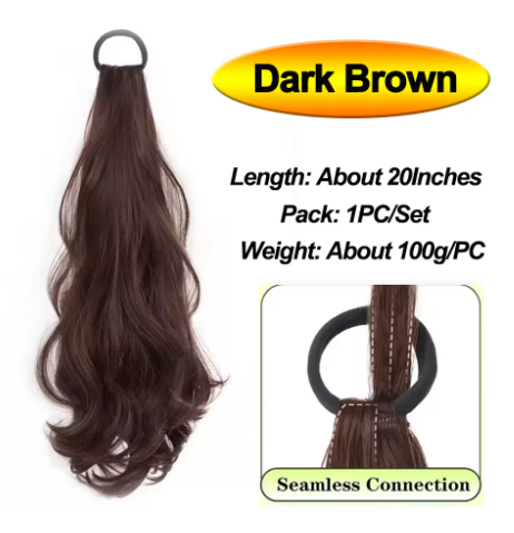 Wave Ponytail Synthetic Wig – Heat Resistant, With Elastic Band, Daily Use Hairpiece