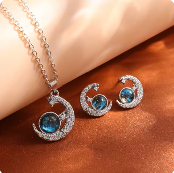 Planet, Moon, Astronaut Pendant Necklace