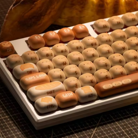 Bun Paradise Themed Keycaps – 139 Key PBT, MOG Profile, Cute Mushroom Design, for Mechanical Keyboards