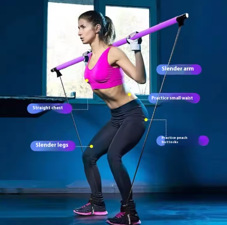 Multifunctional Pilates Stick – For Home Fitness, Yoga, and Elastic Band Exercises