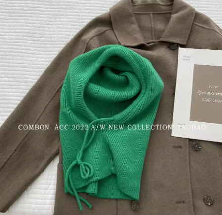 Knit Hooded Balaclava Hat Women's Winter Warm Drawstring Neck Warmer Beanie