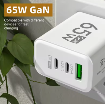 65W GaN Fast Charger – USB-C PD 3.0, Compatible with iPhone 15/Samsung/Xiaomi, EU/KR Plug