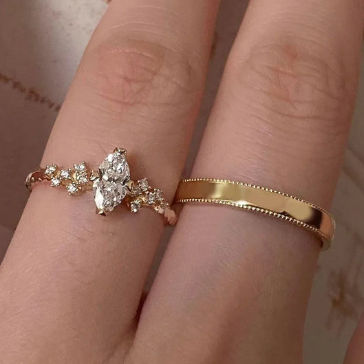 Symbol of Blessing Fortune Diamond Couple Ring