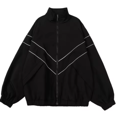 Hip-hop patchwork windbreaker jacket, a unisex spring/fall street fashion outerwear.