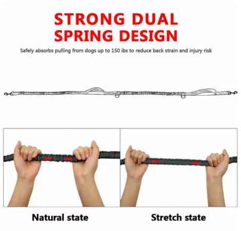 Reflective Running Dog Leash 🐕‍🦺✨ Hands-free Jogging Harness