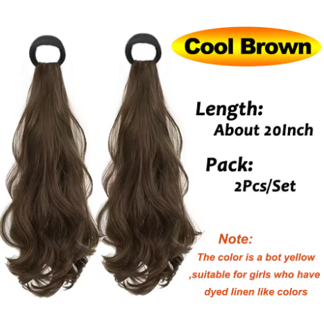 Wave Ponytail Synthetic Wig – Heat Resistant, With Elastic Band, Daily Use Hairpiece