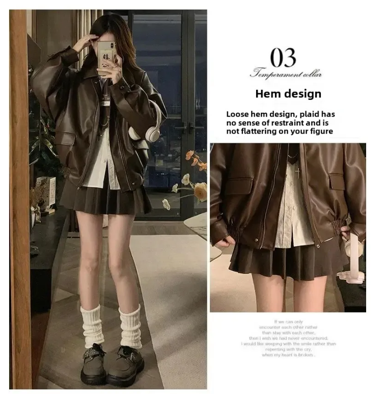 Ancola Red Genuine Leather Short Jacket