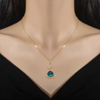Planet, Moon, Astronaut Pendant Necklace
