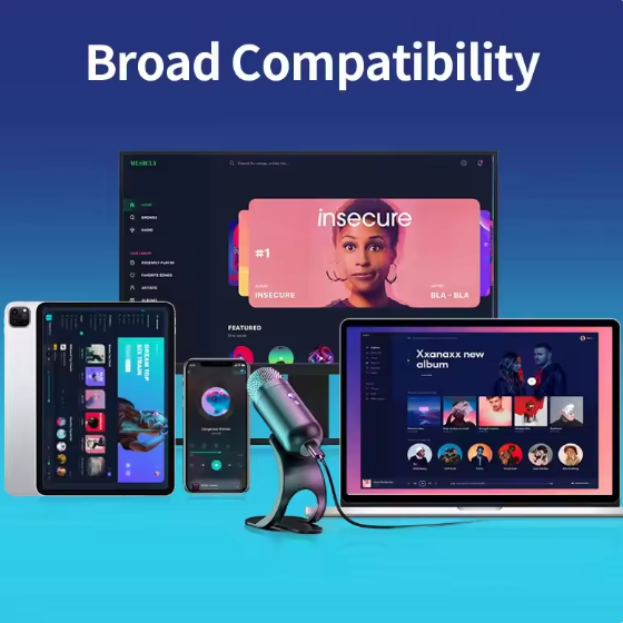 Premium Wired Condenser Gooseneck Desktop Microphone – USB Mic for Computer, Gaming &amp; Conferences