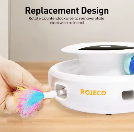 ROJECO 2in1 Smart Cat Toy - Automatic Feather Ball, 5 Modes, Pet Electronic Interactive Toy
