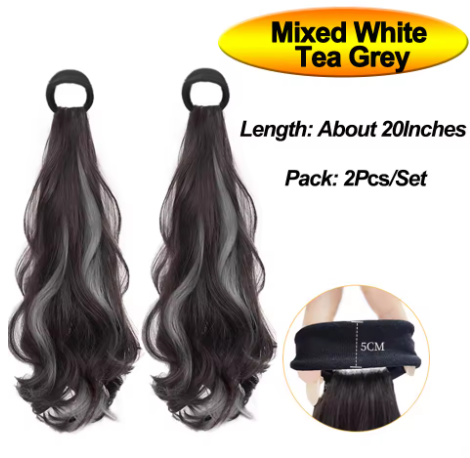 Wave Ponytail Synthetic Wig – Heat Resistant, With Elastic Band, Daily Use Hairpiece
