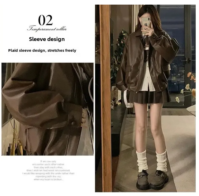 Ancola Red Genuine Leather Short Jacket