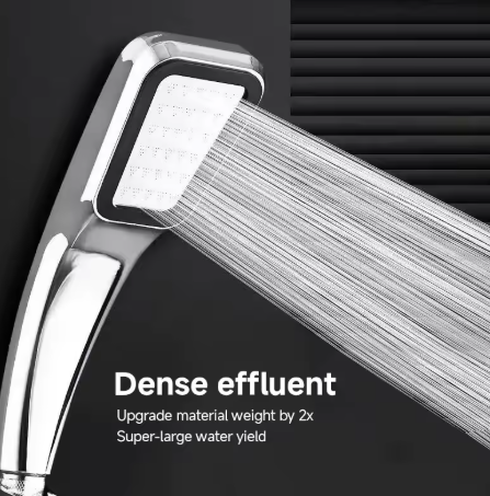 300 Hole Pressurized Showerhead - Handheld Square, Water-Saving Rain Spray Bathroom Nozzle