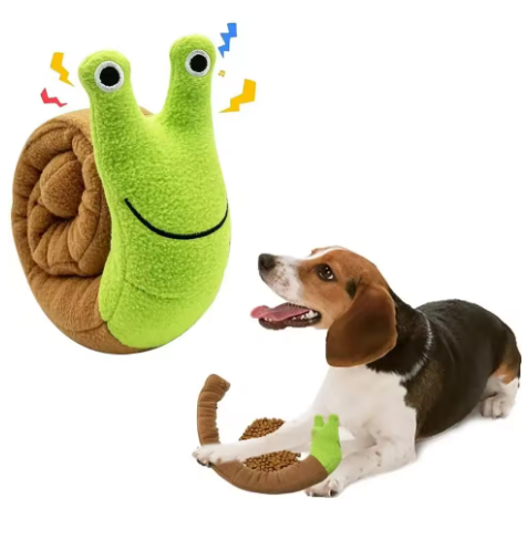 Squeaky Snail Puzzle Toy Plush, Treat Hiding & Teething Dog Toy