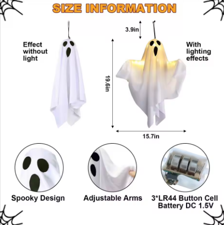 (🎃Season Limited) Halloween LED Ghost Decoration Indoor/Outdoor Mood Light Interior Prop